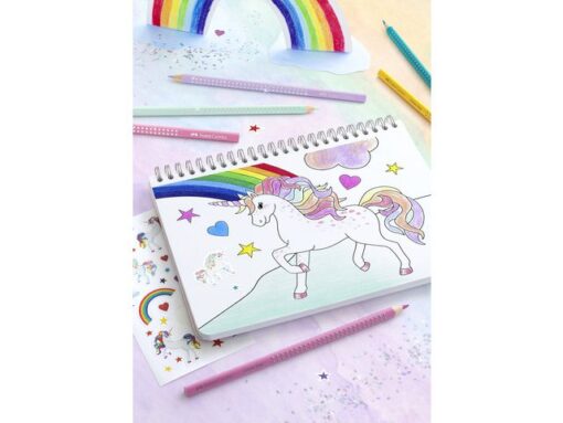 Faber Castell Unicorn Faber-Castell display gevuld met: Colourgrip        kleurpotloden diverse sets, penselen in pastelkleur en
