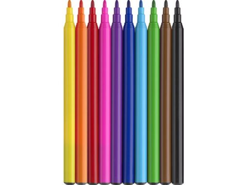 Viltstiften Faber-Castell Unicorn 10x standaard kleuren +   3x pastel kleuren incl. unicorn stickers in  karton etui