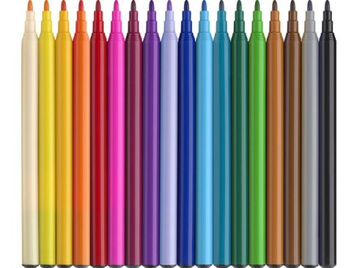 Viltstiften Faber-Castell Unicorn 18x standaard kleuren +   6x pastel kleuren incl. unicorn stickers in  karton etui