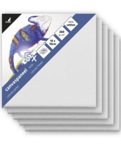 Canvaspaneel Kangaro 10x10 cm set 5 stuks 3mm board 280gr   katoen 3x primed