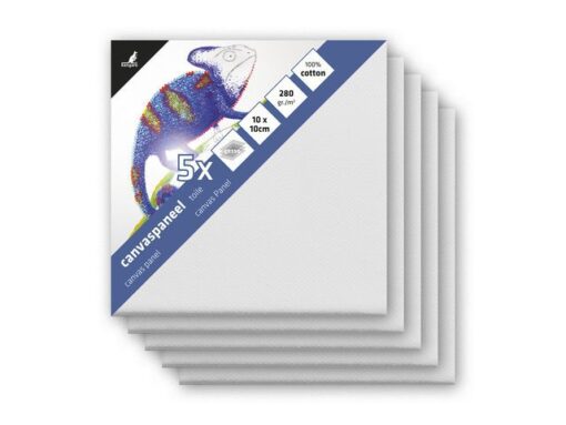 Canvaspaneel Kangaro 10x10 cm set 5 stuks 3mm board 280gr   katoen 3x primed