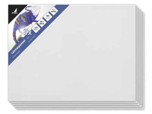 Canvaspaneel Kangaro 30x40 cm set 5 stuks 3mm board 280gr   katoen 3x primed