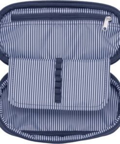 heeft een apart vak voor de meest gebruikte pennen en potloden en een intern ritsvak. Rits in kleur van etui. Formaat 22×10×5 cm