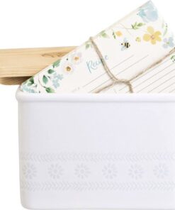 Giftset Èccolo HL receptenbox Floral met 50 kaarten incl.   deksel hout