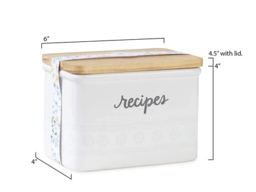 Giftset Èccolo HL receptenbox Floral met 50 kaarten incl.   deksel hout