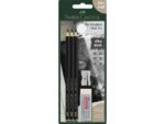 Grafietpotlood Faber-Castell Pitt Mat set 3                 potl.10B,12B,14B, 1 gum, 1 enkele slijper op blister