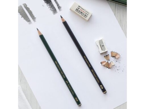 Grafietpotlood Faber-Castell Pitt Mat set 4 potl.           2B,6B,10B, 14B, 1 gum, 1 enkele slijper op blis.