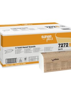 Handdoek Celtex Save V-vouw 2-laags wit doos 15 pak a 200   vel 21,5 x 21 cm