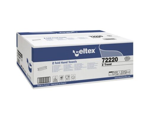 Handdoek Celtex Z-vouw 2-laags wit doos 25 pak a 150 vel    20,5 x 24 cm