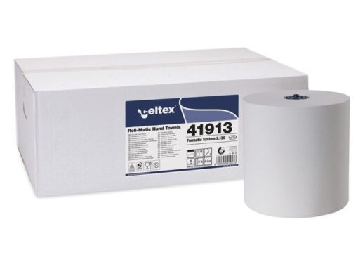 Handdoekrol Celtex MM Formatic 2-laags wit 130 meter doos a 6 rol