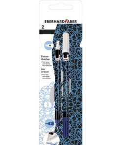 Inktwisser Eberhard Faber M-punt blauw/ zwart motief 2st.   op blister