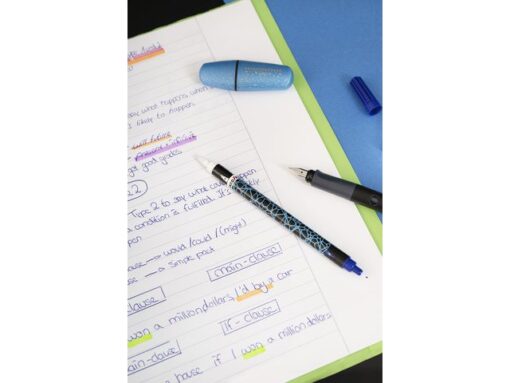 Inktwisser Eberhard Faber M-punt blauw/ zwart motief 2st.   op blister