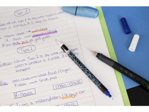 Inktwisser Eberhard Faber M-punt blauw/ zwart motief 2st.   op blister