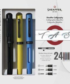 Kalligrafiepen SHEAFFER zwart, blauw,geel maxi penpunt F/M/B