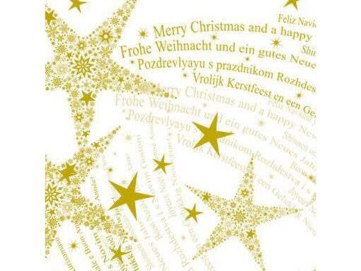 Kerstcadeaupapier Sigel, Dancing sterren, met gouddruk,     glad papier, 80g, 5mx70cm