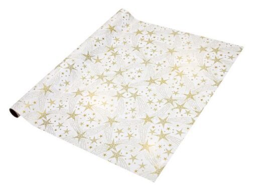 Kerstcadeaupapier Sigel, Dancing sterren, met gouddruk,     glad papier, 80g, 5mx70cm