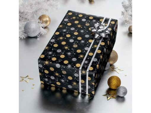 Kerstcadeaupapier Sigel, Stardust, met zilver- en gouddruk, glad papier, 80g,