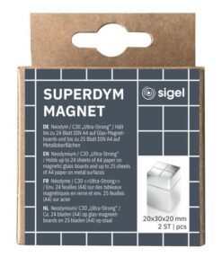 Magneten Sigel voor glasbord set 2stuks zilverkleurig C30   Ultra-sterk 20x30x20mm