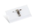 Naambadge Kangaro 40x75mm doos a 24 stuks met clip, speld   en insteekkaartjes wit