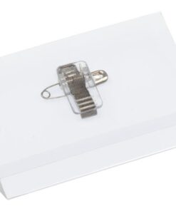 Naambadge Kangaro 60x90mm doos a 24 stuks met clip, speld   en insteekkaartjes wit