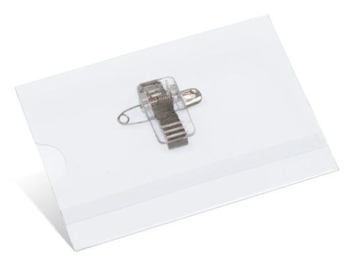 Naambadge Kangaro 60x90mm doos a 24 stuks met clip, speld   en insteekkaartjes wit