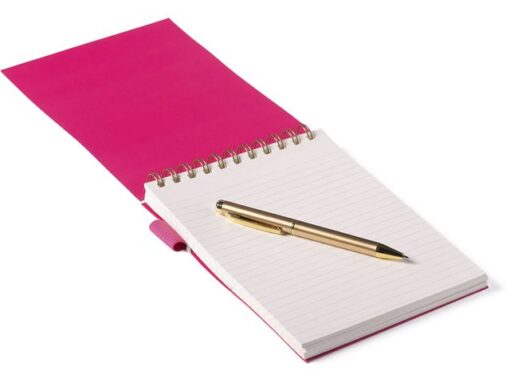 Notitieblok Èccolo spiraal met pen Pink lijn ca.15x22cm     80gr. 120pag.