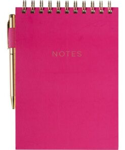 Notitieblok Èccolo spiraal met pen Pink lijn ca.15x22cm     80gr. 120pag.
