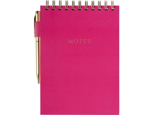 Notitieblok Èccolo spiraal met pen Pink lijn ca.15x22cm     80gr. 120pag.