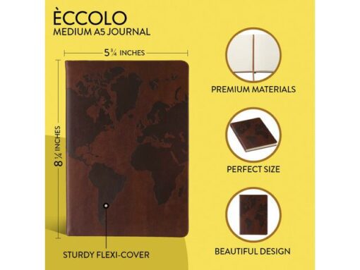 Notitieboek Èccolo Brown Legend Map lijn ca.15x20cm 80 gr.  256 pag.
