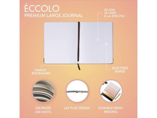 Notitieboek Èccolo Light Ombre Stripe lijn ca.20x25cm 80gr. 256pag.
