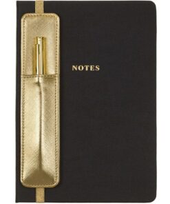 Notitieboek Èccolo met pen en houder Black lijn ca.15x20cm  80 gr. 256 pag.