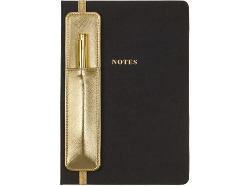 Notitieboek Èccolo met pen en houder Black lijn ca.15x20cm  80 gr. 256 pag.