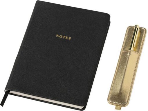 Notitieboek Èccolo met pen en houder Black lijn ca.15x20cm  80 gr. 256 pag.