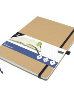 Notitieboek Kangaro A4 kraft lijn HC 96 vel 80 grams        roomwit met elastiek, lint en penlus