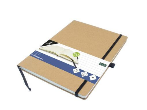 Notitieboek Kangaro A4 kraft lijn HC 96 vel 80 grams        roomwit met elastiek, lint en penlus