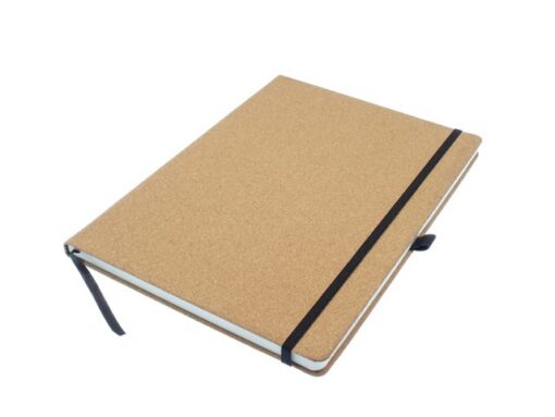 Notitieboek Kangaro A4 kurk lijn HC 96 vel 80 grams roomwit met elastiek, lint en penlus