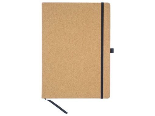 Notitieboek Kangaro A4 kurk lijn HC 96 vel 80 grams roomwit met elastiek, lint en penlus