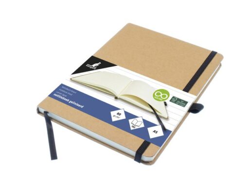 Notitieboek Kangaro A5 kraft lijn HC 96 vel 80 grams        roomwit met elastiek, lint en penlus