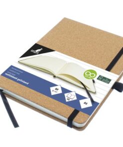 Notitieboek Kangaro A5 kurk lijn HC 96 vel 80 grams roomwit met elastiek, lint en penlus