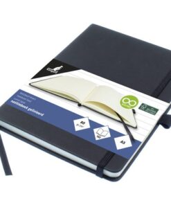 Notitieboek Kangaro A5 zwart lijn PU HC 96 vel 80 grams     roomwit met elastiek, lint en penlus