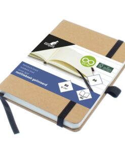 Notitieboek Kangaro A6 kraft lijn HC 96 vel 80 grams        roomwit met elastiek, lint en penlus