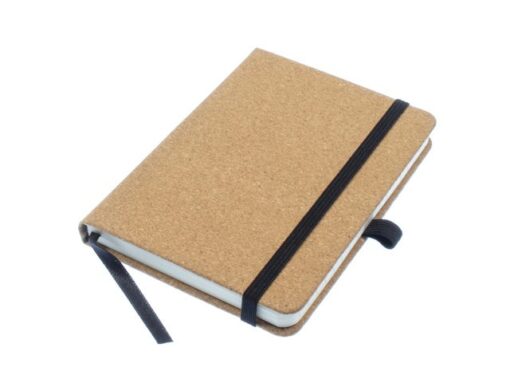 Notitieboek Kangaro A6 kurk lijn HC 96 vel 80 grams roomwit met elastiek, lint en penlus