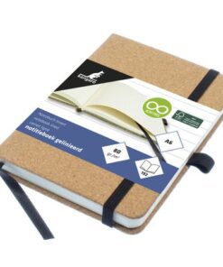 Notitieboek Kangaro A6 kurk lijn HC 96 vel 80 grams roomwit met elastiek, lint en penlus