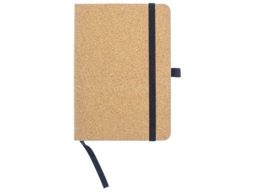 Notitieboek Kangaro A6 kurk lijn HC 96 vel 80 grams roomwit met elastiek, lint en penlus