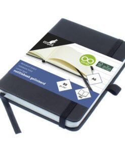 Notitieboek Kangaro A6 zwart lijn PU HC 96 vel 80 grams     roomwit met elastiek, lint en penlus