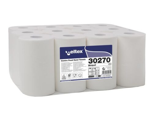 Poetspapier Celtex Centerfeed Mini 2-laags wit 72 meter     krimp a 12 rol