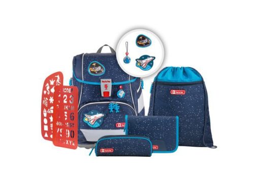 Rugzak Step by Step polyester 2 in 1 Plus set Sky Rocket    gevuld etui groot, etui klein,