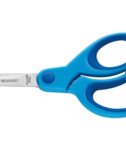 13cm. Met ronde punt. Geschikt vanaf 4 jaar. Softgrip handgreep. Garantie: 5 jaar. Geleverd op kaart met europonsing. Kleur blauw.