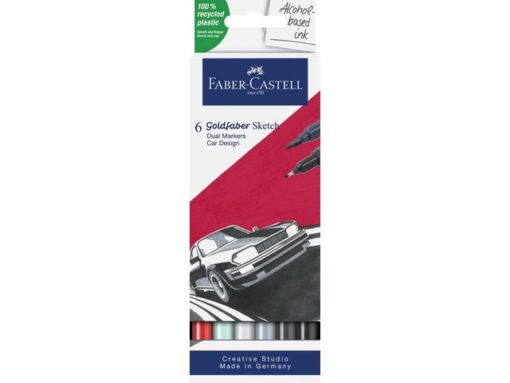 Sketchmarker Faber-Castell Goldfaber etui 6 stuks Car       design op alcoholbasis