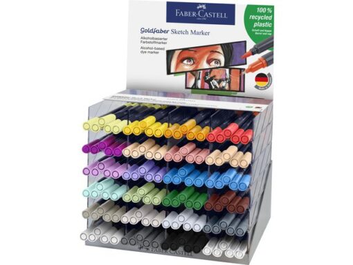 Sketchmarker Faber-Castell Goldfaber op alcoholbasis        display 120 stuks, 23 kleuren + 1 blender